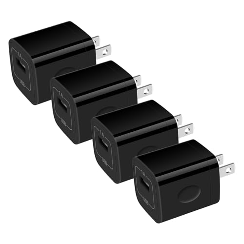 Single Port Charging Block, 1A/5V Black Wall Charger Box USB Charging Plug - color: all-black