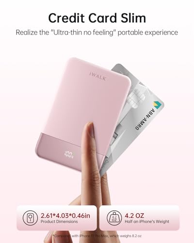 iWALK Magsafe Portable Charger 5,000mAh, Ultra-Slim Magnetic Wireless Power Bank with LED Display, PD 20W USB-C Fast Charging Battery Pack, Compatible with iPhone 17/17 Pro/16/15/14/13 Series, Pink - color: Pink