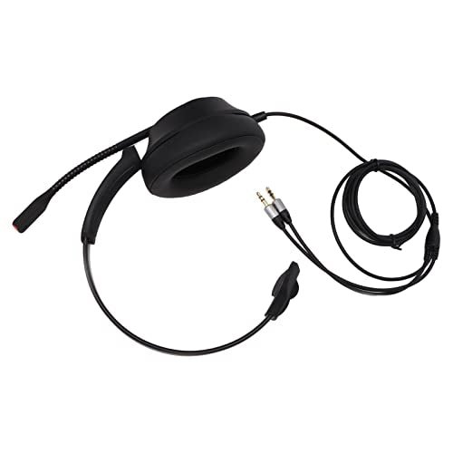 ciciglow Telephone Headset, Monaural Headset Built in HD Microphone Noise Cancellation 3.5mm Corded Communication Single Sided Ear Headphone Suitable for PC