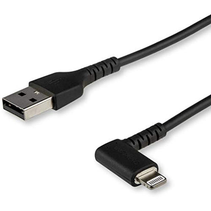 StarTech 3.3ft/1m Angled USB-A to Lightning Cable, Black (RUSBLTMM1MBR) - color: Black, size: 1m