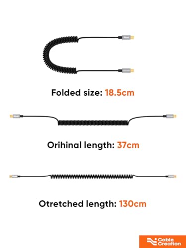 CableCreation Coiled USB C to C 60W Fast Charging Cable Max 5FT,Retractable - style: C to C