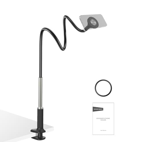 NEEWER Basics Magnetic Phone Stand for Desk, 360° Overhead Table Cellphone Holder Clamp Mount with Flexible Arm, Compatible with MagSafe iPhone Android Samsung for Bed Video Recording, PA151 Black