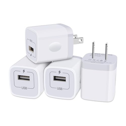 Charger Block for iPhone, Plug in Phone Charger, Sicodo 4Pack Single Port USB Wall Charge Fast Charging Adapter Cube Box for iPhone 16 15 14 13 SE(2020) 12/11pro/XS/XS Max,Samsung Galaxy S25/S24/S23 - color: White