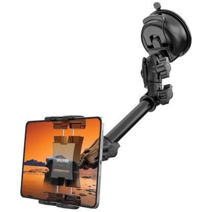 OHLPRO Heavy Duty Tablet Holder for Car Windshield, 90mm Large Suction Cup Mount, 360° Rotating Aluminum Arm iPad Holder for Truck, SUV, Semi & Boat, Fits 4.7–13" iPad Pro/Air/Mini, Galaxy Tab