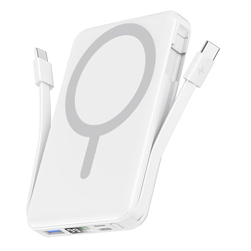 podoru for Magsafe Power Bank, 10000mAh Magnetic Portable Charger - color: White