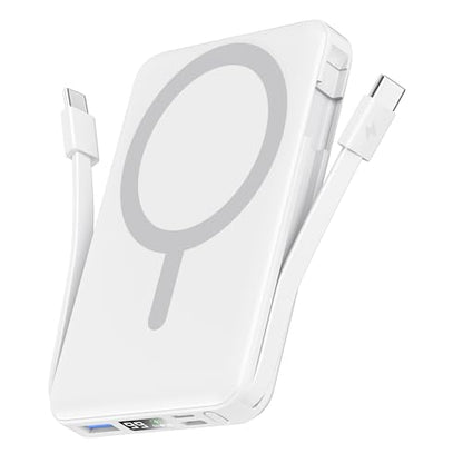 podoru for Magsafe Power Bank, 10000mAh Magnetic Portable Charger - color: White