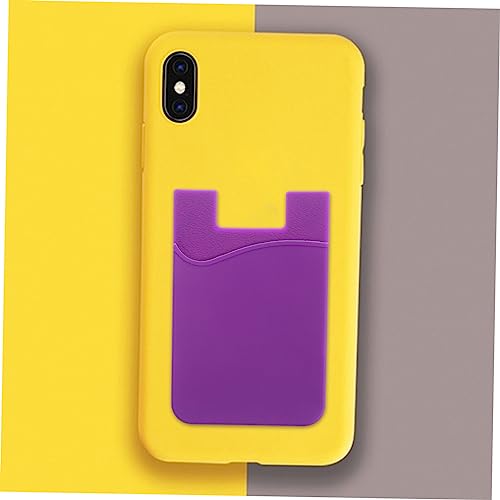 Adhesive Silicone Phone Wallet Holder for Cell Phone, Purple 3 Pack - color: Purple