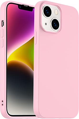 Compatible with iPhone 14 Plus Case 6.7", Slim Silicone 3 Layers Full Covered Soft Gel Rubber Cover Protective Phone Case with Anti-Scratch Microfiber Lining (Pink) - color: Pink, size: iPhone 14 Plus
