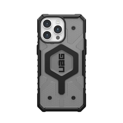 URBAN ARMOR GEAR UAG Case [Updated Version] Compatible with iPhone 15 Pro Max Case 6.7" Pathfinder Clear Ash/Black Built-in Magnet Compatible with MagSafe Charging Rugged Transparent Protective Cover - color: Ash/Black