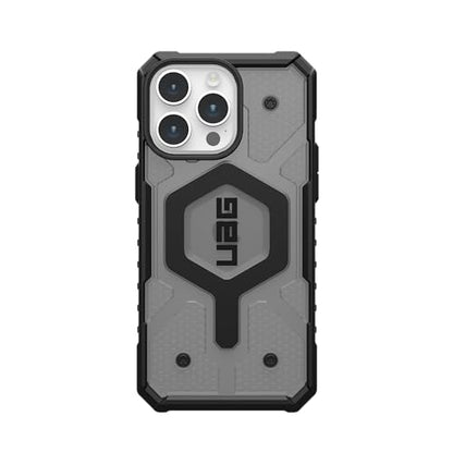 URBAN ARMOR GEAR UAG Case [Updated Version] Compatible with iPhone 15 Pro Max Case 6.7" Pathfinder Clear Ash/Black Built-in Magnet Compatible with MagSafe Charging Rugged Transparent Protective Cover - color: Ash/Black