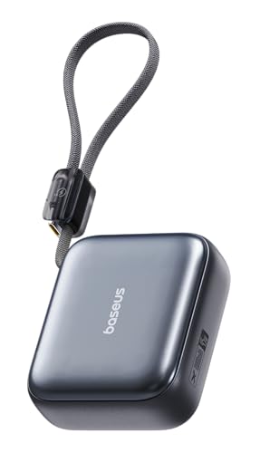 Baseus PicoGo Mini Power Bank 10000mAh 45W PD Fast Charger, Built-in USB-C Cable, Ultra-Small Battery Pack for iPhone 17/16/15, Samsung S25/S24, Pixel 10 & iPad