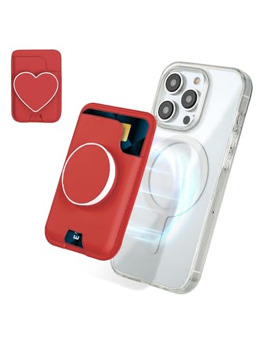isee Magnetic Phone Wallet with Expanding Grip, Phone Card Holder Wallet with MagSafe, Wallet Compatible for iPhone 17/16/15/14/13/12 Series Holds 2 Cards (Red) - color: Red