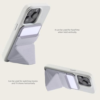 Magnetic Wallet for MagSafe with Stand, RFID Blocking, 2 Card Holder, Slim Leather, Compatible with iPhone 17 16 15 14 13 12 Series - color: Grey small support