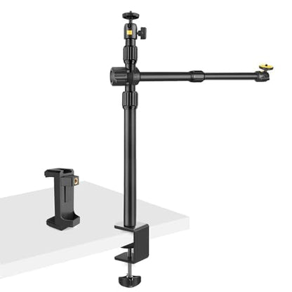 Camera Desk Mount Table Stand with Magic Arm and 1/4" Ball Head, Phone Desk Mount, Overhead Webcam Mount, Adjustable Light Stand Tabletop C Clamp for DSLR Ring Light Live Streaming Photo Video - color: OS03
