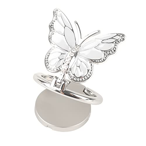 Phone Ring Holder Finger Kickstand, Bling Metal Cute Butterfly Cell Phone Ring Stand Grip Turns 360° Rotation Adjustable Sparkle Phone Grip Compatible with iPhone, Samsung, All Smartphone - color: White
