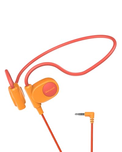 Mehomeli Kid Headphones, Air Conduction Open Ear Headphones, 3.5mm Jack - color: Orange