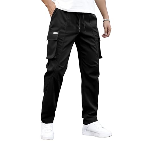Men Cargo Pants Ripstop Heavy Duty Tactical Waterproof Deep Pockets Casual Beach Construction Tactical Pants for Men - color: A Black, size: Small