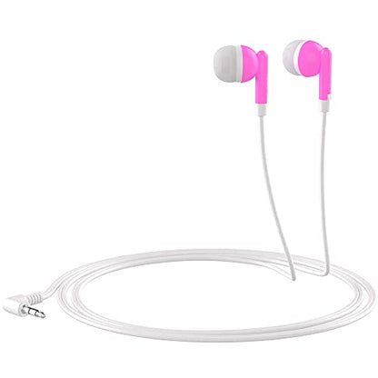 Maeline Bulk Earbuds with 3.5 mm Headphone Plug - 20 Pack - Pink - color: Pink, size: 20 Pack
