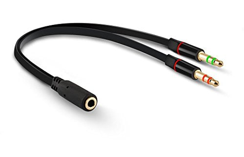 D & K Exclusives Headphone Splitter For Computer 3.5mm Female to 2 Dual 3.5mm Male Headphone Mic Audio Y Splitter Cable Smartphone Headset to PC Adapter