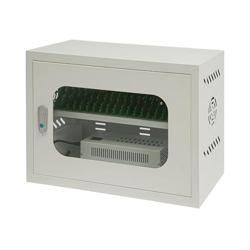 20-Device Charging Station, Charging Cabinet for Cellphones, Rechargeable Cellphone Locker Storage Charging Station, Locking and Charging Phone Storage Box with Cable Management - color: White-20 Slots