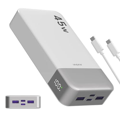 JUOVI Portable Charger 45W 20000mAh Fasting Charging Power Bank - color: White