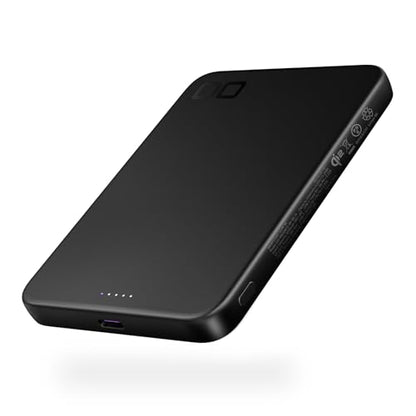 CIO SMARTCOBY Slim 5K 5000mAh Qi2 MagSafe Power Bank Safety Model (Black) | Lightweight travel, advanced overheat protection, stays cool during use, 15W wireless, 20W USB-C PD, for iPhone - color: Black