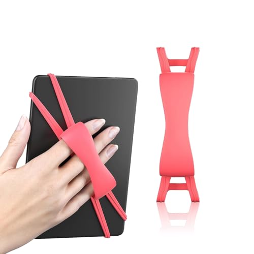 Universal Phone & Tablet Hand Strap Holder - Elastic Finger Grip for Kindle Paperwhite/Oasis, iPad mini, Samsung Tablets & Smartphones (4.7 to 8 Inches) | ﻿ (Red) - color: Red