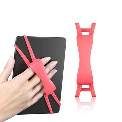 Universal Phone & Tablet Hand Strap Holder - Elastic Finger Grip for Kindle Paperwhite/Oasis, iPad mini, Samsung Tablets & Smartphones (4.7 to 8 Inches) | ﻿ (Red) - color: Red