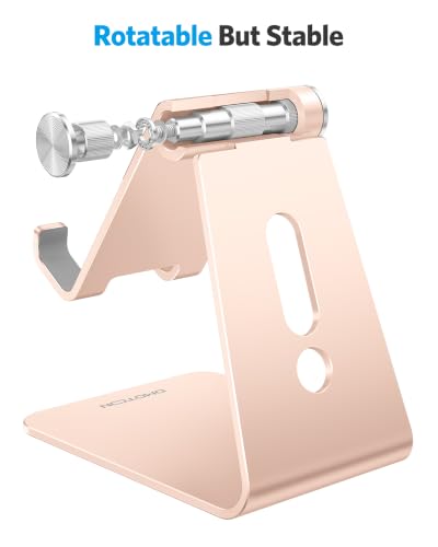 OMOTON C2 Adjustable Aluminum Cell Phone Stand with Charging Cutout, Gold - color: Gold