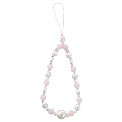 Beaded Phone Charm Lanyard Strap Girly Style Fixed Beads Pearl Lanyards - color: PH-qhd-3