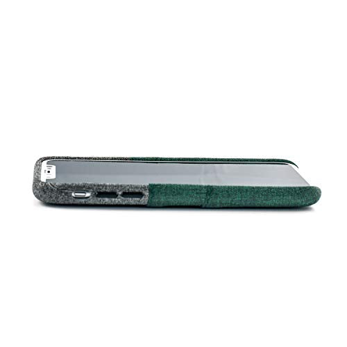 Dockem Luxe Wallet Case for iPhone X/XS: Slim Minimalist Case w/ 2 Credit Card Holder Slots: UltraGrip Canvas Style Synthetic Leather (Green and Grey) - color: Green and Grey