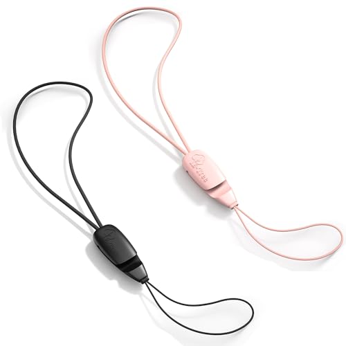 E-Tree 2 Pack Multi-Purpose Wrist Lanyard Hand Strap for Cell Phone Case Camera Airpods Keys Keychain Keys USB Flash Drive - color: Black & Pink