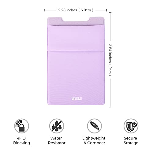 Adhesive Phone Pocket,Cell Phone Stick On Card Wallet Sleeve,Credit Cards/ID Card Holder(Double Secure) with Sticker for Back of iPhone,Android and All Smartphones(Black Purple)-2PC - color: Black Purple