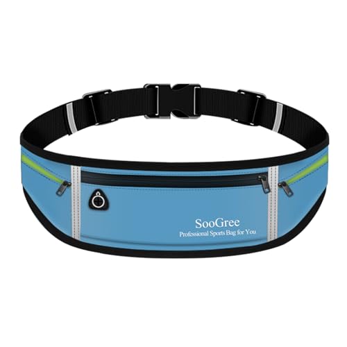 SooGree Slim Running Belt Sport Fanny Pack for Women Men,Reflective Waist Pack Runner Pouch Belt, Zipper Waterproof Running Phone Holder Jogging Pouch for Phone Money (GSP8806 Blue) - color: GSP8806 Blue