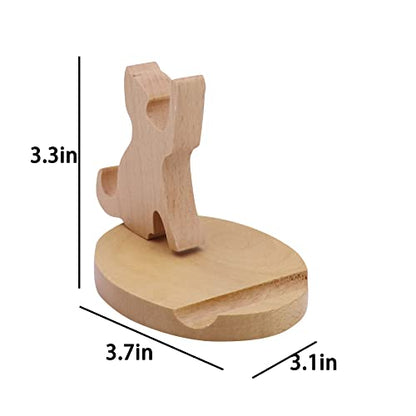 Cute Cat Cellphone Stand Holder Wooden Smartphone Desk Holder for All Mobile Phones Animal Phone Stand Desk Ornament - color: Wooden Cat