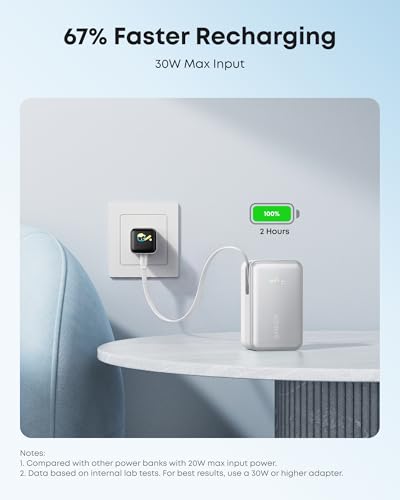 Anker Nano Power Bank, 45W 10,000mAh Portable Charger, iPhone Battery Pack (White) - color: White