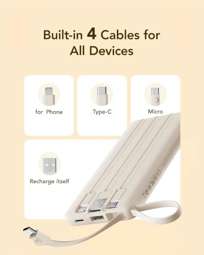 VRURC Portable Charger Power Bank,10000mAh Travel Essentials Battery Pack - color: Light Coffee