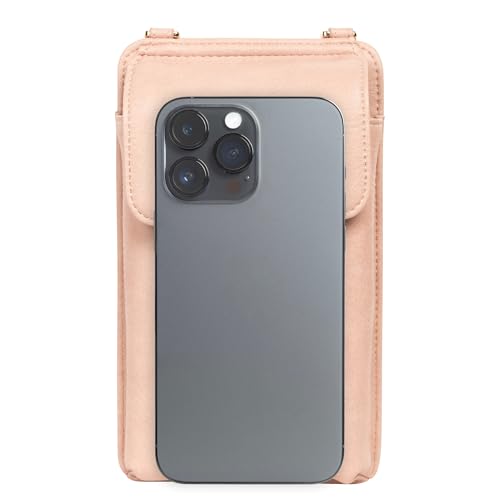 Crossbody Phone Purse for Women – RFID Phone Case Wallet w/Magnetic Closure & Separate Zipper Pocket Crossbody Bag - color: Pink