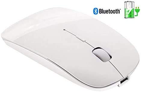 Tsmine Bluetooth Wireless Mouse - Slim Rechargeable, Noiseless Click & 3 Adjustable DPI Levels for Laptop, Tablet, iMac, MacBook Air - White - color: White