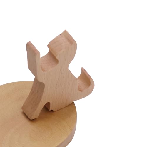 Cute Cat Cellphone Stand Holder Wooden Smartphone Desk Holder for All Mobile Phones Animal Phone Stand Desk Ornament - color: Wooden Cat