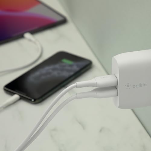 Belkin 24W Dual Port USB Charger Block, Micro USB Cable Included - size: 1.37 x 3.98 x 5.15 inches, style: Includes mUSB Cable
