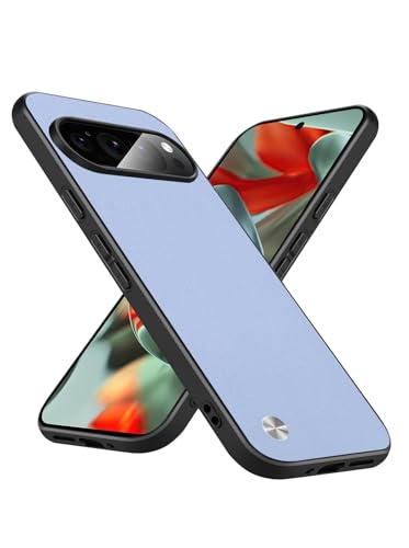 Case for Google Pixel 9 / Google Pixel 9 Pro, Anti-Fingerprint Faux Leather Back + Soft TPU Shockproof Durable Edges, Anti-Scratch Slim Fit Camera Protective Cover Phone Case (Gray) - color: Gray, size: Google Pixel 9/9 Pro