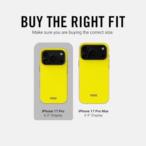 Ridge Case Compatible with iPhone 17 PRO - Compatible with MAGSAFE & Wireless Charging, Aluminum Control Buttons, Dual-Layer Construction, TPU Bumper with Drop Protection (Hyper Lime) - color: Hyper Lime, size: iPhone 17 Pro