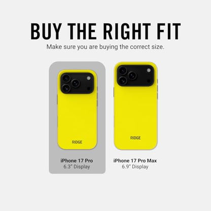 Ridge Case Compatible with iPhone 17 PRO - Compatible with MAGSAFE & Wireless Charging, Aluminum Control Buttons, Dual-Layer Construction, TPU Bumper with Drop Protection (Hyper Lime) - color: Hyper Lime, size: iPhone 17 Pro