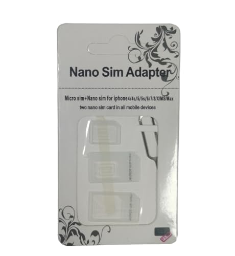 SIM Card Adapter, 4-in-1 SIM Converter Kit Nano/Micro/Standard with Tray Eject Pin - 1 Pack,White