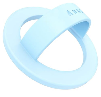Anteel Magnetic Silicone Ring Grip Phone Holder, Strong Magnetic Attraction, Comfy and Portable, Removable Finger Loop Grip for Magsafe Phone Case (Baby Blue) - color: Baby Blue