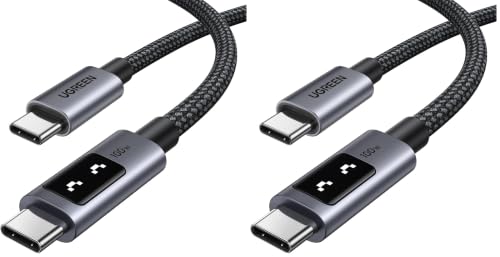 UGREEN Uno USB C Cable 100W with LED Display, Fast Charging, 6.6ft, Black (Pack of 2) - color: Black, size: 6.6 FT (Pack of 2)