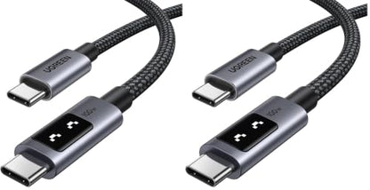 UGREEN Uno USB C Cable 100W with LED Display, Fast Charging, 6.6ft, Black (Pack of 2) - color: Black, size: 6.6 FT (Pack of 2)