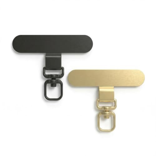 360°Rotatable Metal Phone Tether Tab for iPhone，Cell Phone Lanyard Replacement Part for All Full Phone Cases - color: A2-black+gold-long Strip