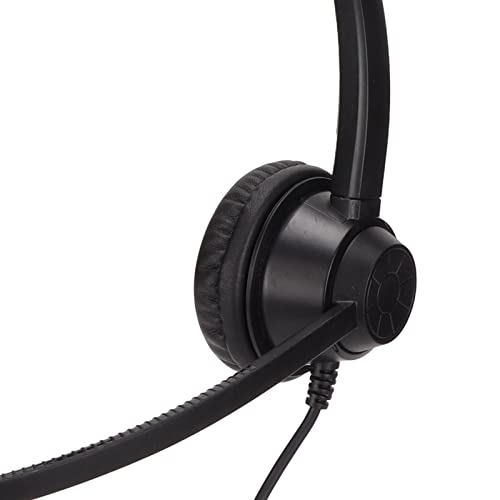RJ9 Single Ear Headset, Monaural Business Communication Headset with Noise Canceling Mic, Volume Control and 6 Speed Line Adjustment for Call Centers Office Truck Drivers